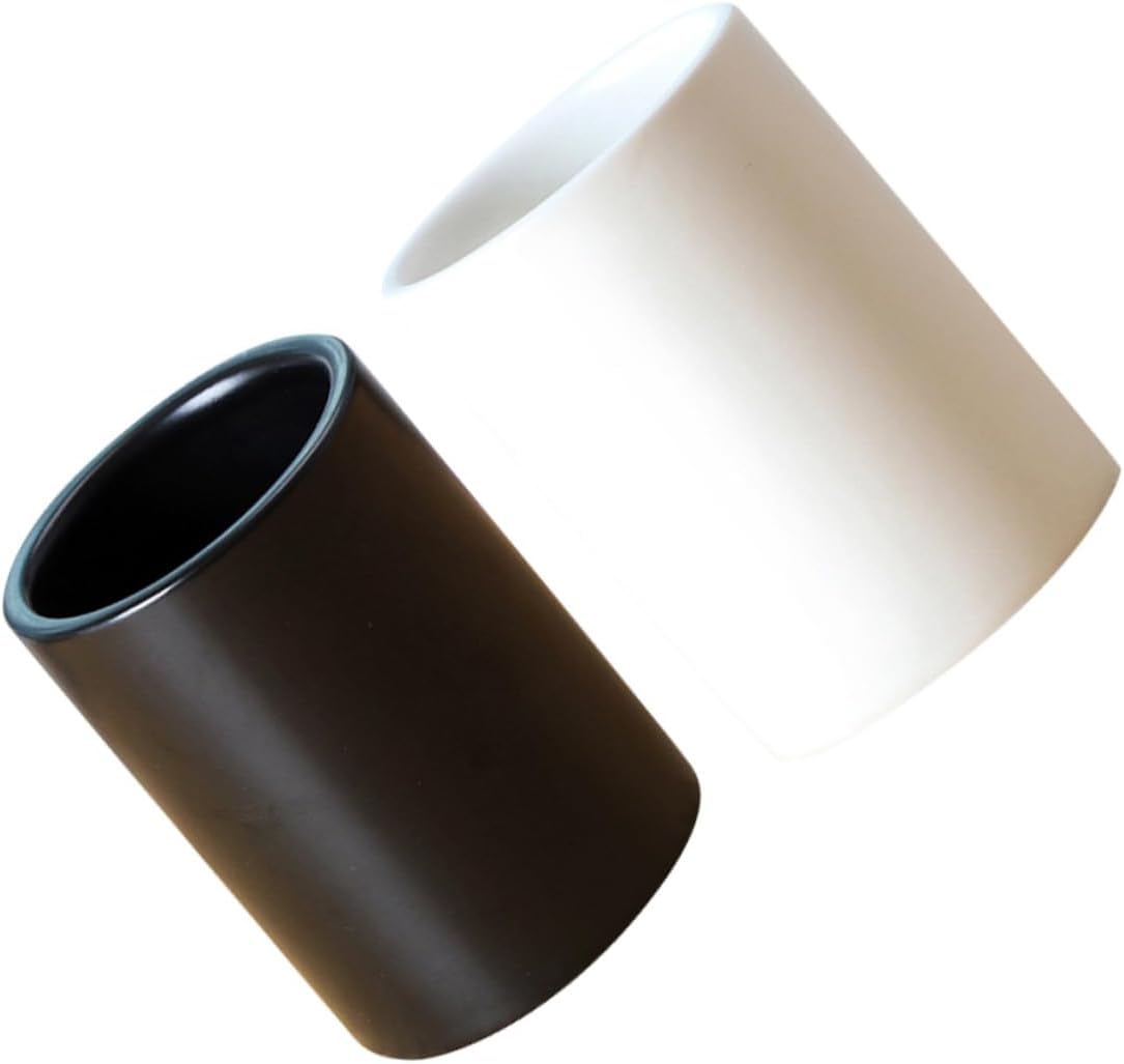 2pcs Multipurpose Ceramic Tea Cups Portable Black and White Mouthwash Cups for Travel for Toothbrush and Toothpaste Storage