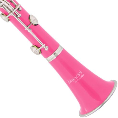 Mendini MCT-PK+SD+PB+92D Pink ABS B Flat Clarinet with Tuner, Case, Stand, Mouthpiece, 10 Reeds and More
