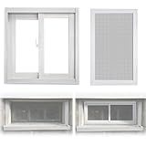 Finestra scorrevole orizzontale da 50,8-101,6 cm per cucina, in vetro temperato isolato, facile da installare, cornice ideale per casa e garage (larghezza 31 x altezza 31 x 16/79 x 41 cm)