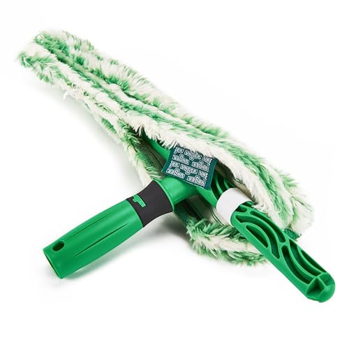 Image of Unger Commercial Monsoon Plus StripWasher Sleeve with Scrub Pad (Case of 10), 14 inch (35 cm), Green /White - Heavy-Duty Window Washing Sleeve with Extra-Long Fibers MS350
