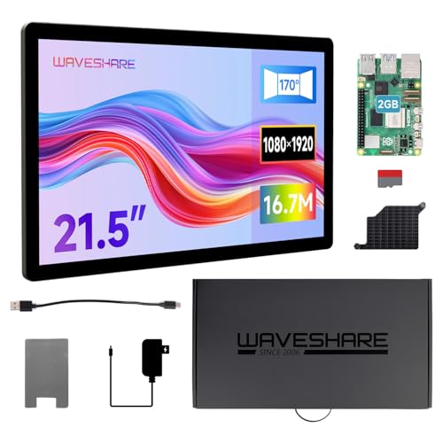 Image of waveshare 21.5inch Capacitive Touch Monitor, 1080x1920 Full HD, Optical Bonding Toughened Glass Panel, HDMI, 10-Point Touch,Built-in Pi5-2GB