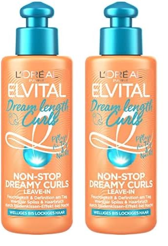 L'Oréal Paris Elvital Leave-In Conditioner für definierte Locken, Anti-Frizz Haarkur für mehr Schwung und Griffigkeit, Dream Length Curls Non-Stop Dreamy Curls, 1 x 200 ml (Packung mit 2)
