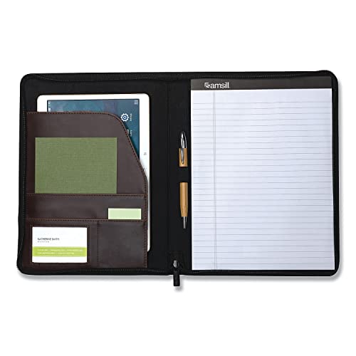 Samsill Vintage Portfolio/Zipper Faux Leather Portfolio, Book Style Hardback Design, Business & Interview Padfolio Organizer - Image 3