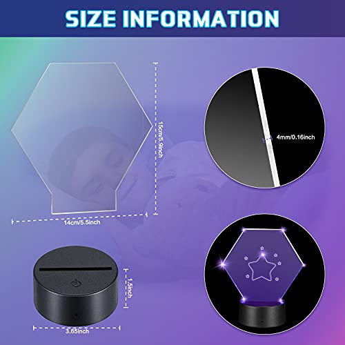 Image of Honoson 4 Set 3D Night Light Kit with Remote, 16-Color Base for Acrylic Sheets, 4 Modes for Bedroom Decor(Hexagon Style)
