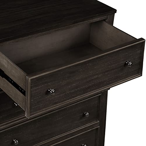 Elountik Mid Century Solid Wood Chest With 5 Drawers, Felt-Lined Top Drawer, Chest Of Drawers For Bedroom, Living Room, Entryway, Coffee Color, Chest #TOP6
