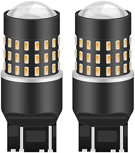 KATUR 7440 7443 7444NA 7441 7444 992 Led Light Bulb High Power 3014 54 Chipsets Super Bright 650 Lumens Replace for Turn Signal Back Up Reverse Brake Tail Stop Parking RV Lights,Amber(Pack of 2)