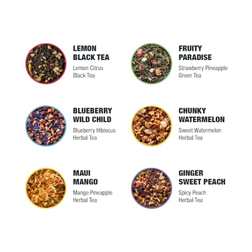 Image of Tiesta Tea - 6-Pack Cold Brew Variety, Loose Leaf, Medium to Non-Caffeinated, Assorted Tea Sample Set, Cold Brew Packets, Each Makes a 64oz Pitcher (Pack of 6)