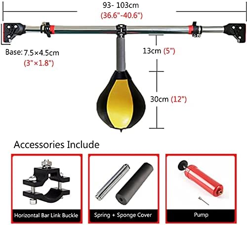 Adjustable Speed Bag for Home Gym - Portable Doorway Punching Ball for Adults & Kids - Reflex Training Equipment - Compact 8.7" Red & Black Design