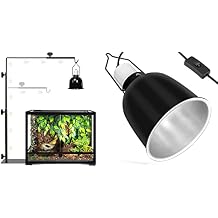 Reptile Reflector Dome Lamp Fixture, 5.5 inch Deep Polished Aluminum Light Fixture & Reptile Domes Stand, Adjustable 17-37 Inch Heat Lamp Stand XL Size