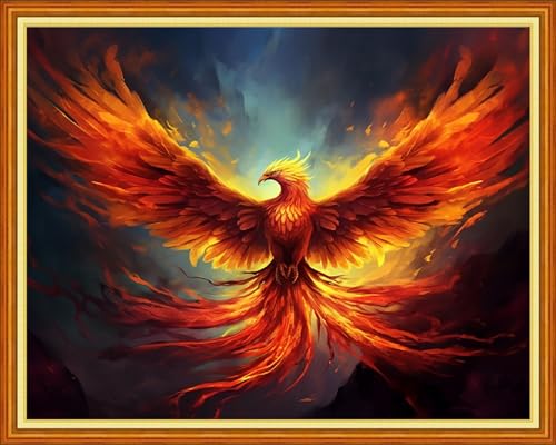Image of Redxing Stamped Cross Stitch Kits Full Range of Embroidery Starter Kits- Needlepoint Counted Cross Stitch Kits for Beginner Adults 11CT Printed Embroidery Kit-Auspicious Phoenix 16x20 inch