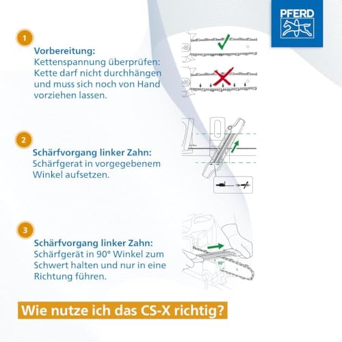 PFERD Tools Kettensägeschärfgerät Chain Sharp CS-X, Feilen-ø 4,0 mm, 11098040 – Sägezahn und Tiefenbegrenzer in einem Arbeitsgang bearbeiten