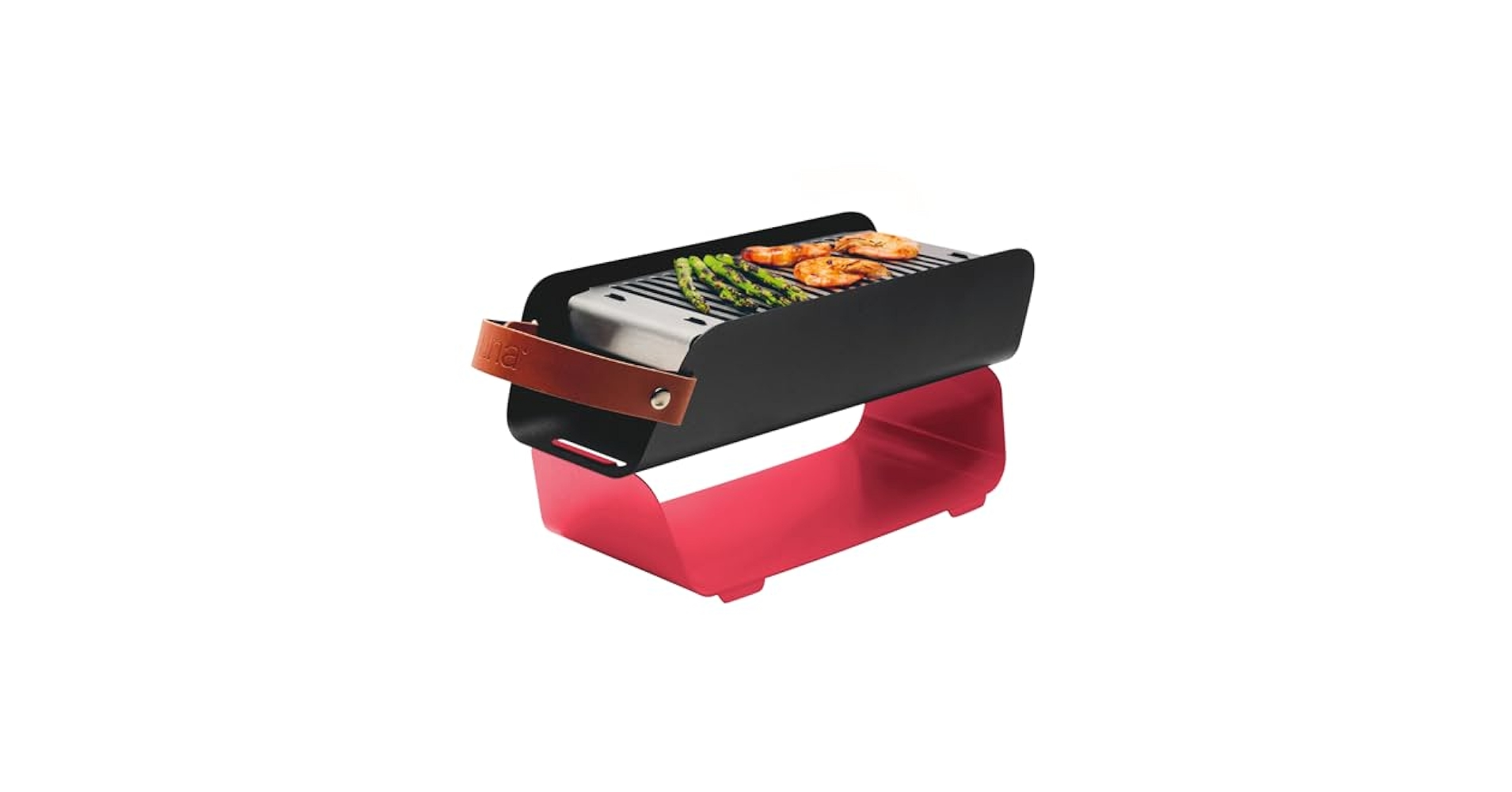 UNA Outdoor Portable Charcoal Grill Barbecue, Strawberry Red