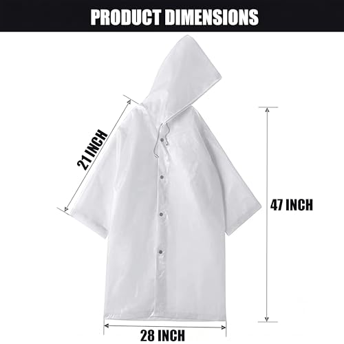 Image of Motopack EVA Waterproof Raincoat for Men & Women with Hood | Unisex Reusable Transparent Universal Rain Wear | Lightweight Full Sleeve Poncho with Button Closure for Travel, Camping & Hiking (White)