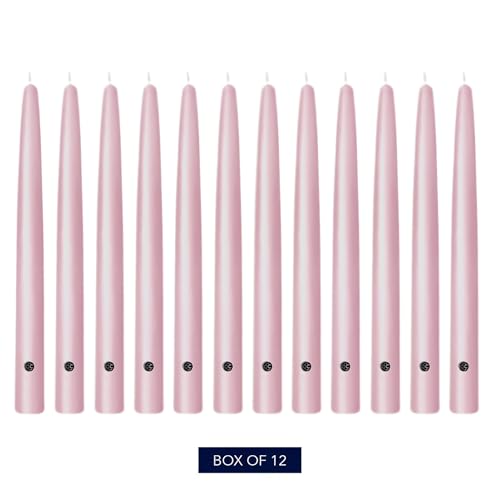 Image of Colonial Candle Unscented Taper Candle, Handipt Collection, Persian Pink, 10 in, Pack of 12 - Up to 8 Hours Burn