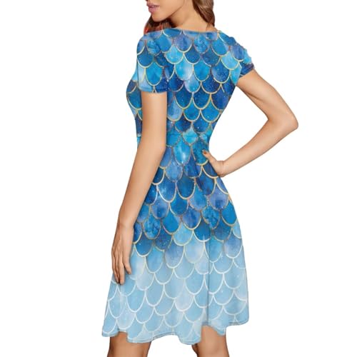 Image of Biyejit Women's Summer Casual Short Sleeve T-Shirt Swing Dress Crew Neck Plus Size S-4XL