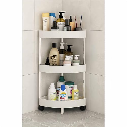 バスルーム 浴室用ラック コーナー ラック お風呂 ラック 洗面所 収納ラック 3〜5段のシャンプーラック バスラック 水切り 浴室収納 台所 収納 調味料収納 バスルーム整理(ホワイト 3階(36x66x26cm))