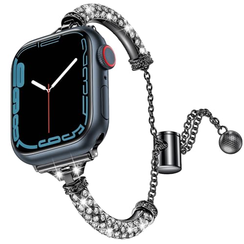 Bracelet en acier Apple Watch noir DEALELE diamant pour iWatch Ultra et Series