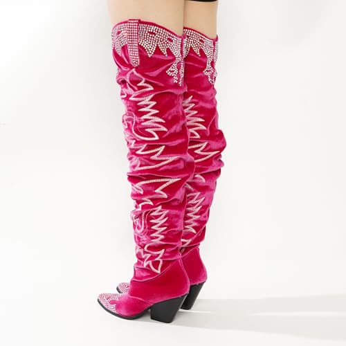 Cape Robbin Women Ladies Thigh High Cowboy Boots Over The Knee Western Cowgirl Boots with Chunky Block Low Heels3