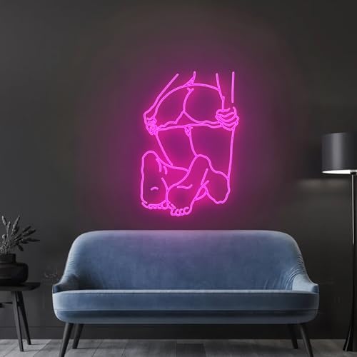 Image of Lady Neon Signs for Wall Decor 20 inches Led Sexy Women Sliding Panty Lights Sign Bedroom Bar Club Game Room Man Cave Bar Wall Art Gift
