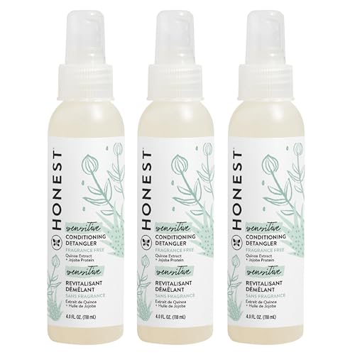 The Honest Company Fragrance-Free Conditioning Hair Detangler Tear-Free Hypoallergenic Leave-In Conditioner and Fortifying Spray for Sensitive Skin 4 fl oz (Pack of 3) - image 1