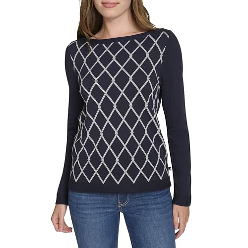 Image of Nautica Women's Boatneck Pullover Intarsia Long Sleeve