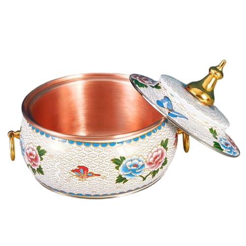 UNYQBFKM Cloisonne Copper Hot Pot Single Self-Service Meal Pot Household Induction Cooker Small Copper Pot for Hiking Home Camping Picnics Parties,L