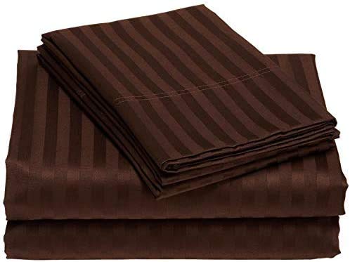 Bedding Begs 3 PC Duvet Cover Set (Rajai Cover), 100% Long Staple Egyptian Cotton Quilt Cover, Silky Soft, Breathable with Hidden Zipper Closure King Size Chocolate Stripe