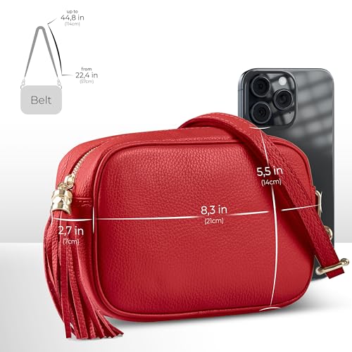 Italian Calf Leather Crossbody Bag for Women with Tassel Zipper | Small Camera Purse Shoulder Handbag Pocketbook4