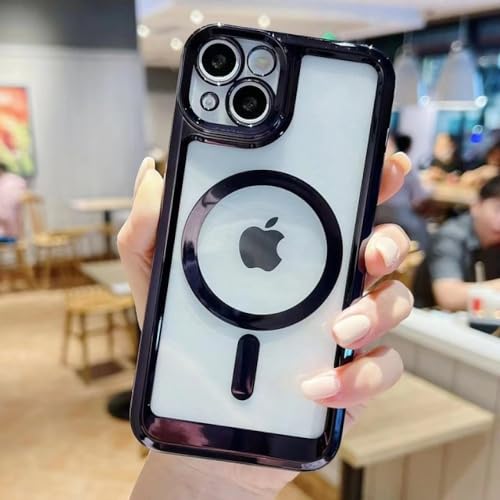 Étui magnétique iPhone 13 Pro en silicone de placage noir pour le quotidien connecté