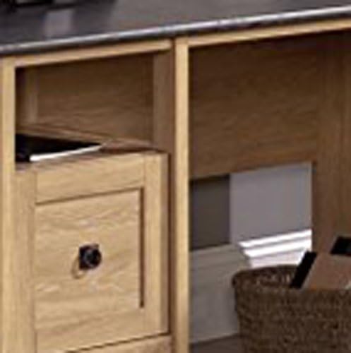 Sauder August Hill L-Shaped Desk, L: 59.06" x W: 58.74" x H: 29.25", Oak