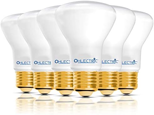 OhLectric 45 Watt Incandescent R20 Reflector Light Bulb - E26 Base - 120 Volt - 380 Lumens - 2700K - Warm White - 2000 Hours - Frost - Pack of 6