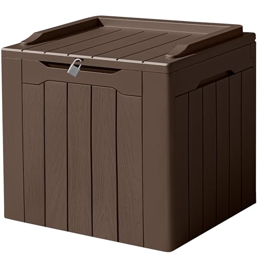 Image of Devoko 31 Gallon Waterproof Outdoor Storage Box Resin Deck Box Lockable and UV Resistant for Patio Furniture,Garden Tools (Brown)