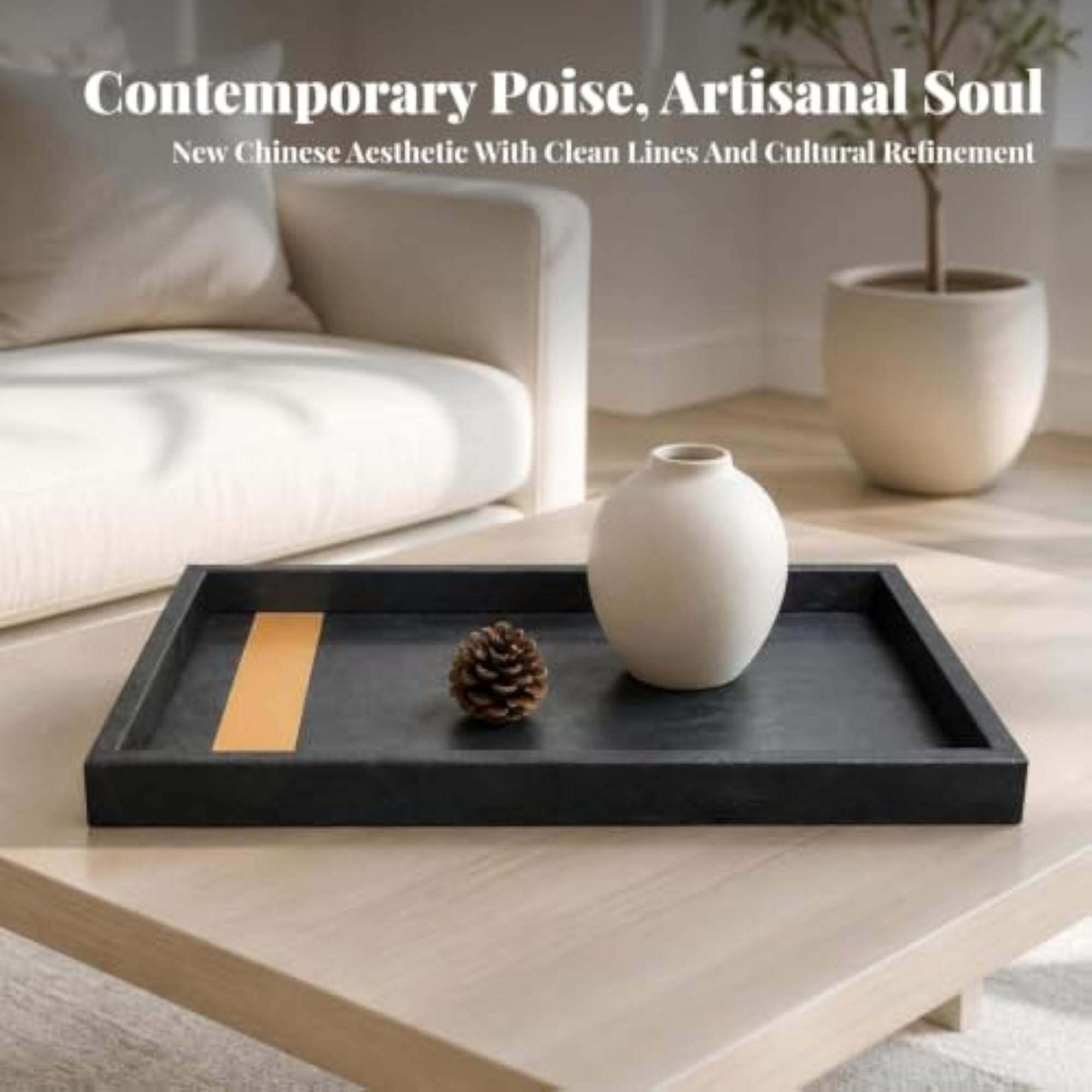 Minimalist Wooden Tray with Raised Rim