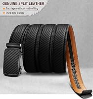 BULLIANT Gürtel Herren, Gürtel Ratsche Ledergürtel Automatikschließe für Herren Anzug Business Kleidung,Breit 35mm,Größe Angepasst(Schwarz-160cm/48-56" taille verstellbar) – Ansicht 3