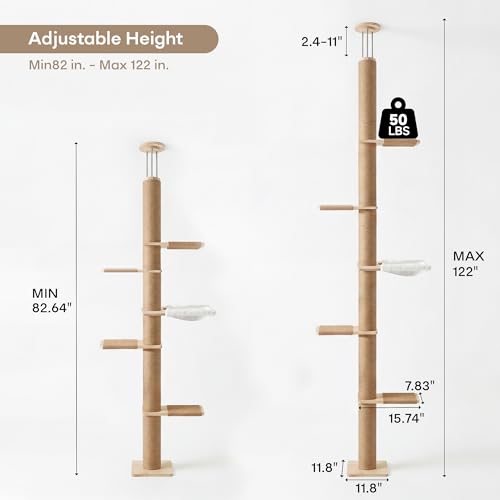 Árbol para gatos de 5 niveles ajustable de piso a techo miniatura 2