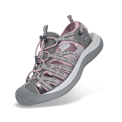 Image of GRITION Hiking Sandals Women Closed Toe, Waterproof Lightweight Adjustable Hiking Athletic Sandals, Breathable For Beach Summer Adventure Comfortable Outdoor Sport