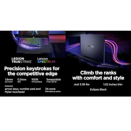 Image of Lenovo Legion Pro 5i AI Gaming Laptop 16.0 inch 165Hz OLED WQXGA Display (Intel Ultra 9-275HX, GeForce RTX 5070 8GB, 64GB DDR5, 2TB PCIe SSD, RGB KB, Win 11 Home) w /Dockztorm Wireless Mouse
