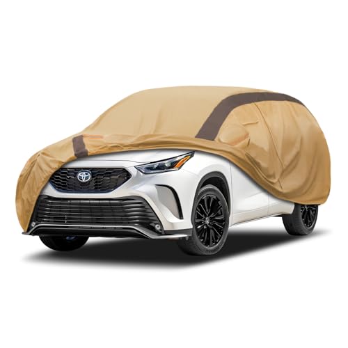 Image of Highlander Car Cover Waterproof All Weather Compatible with Toyota Highlander 2007-2024, Outdoor Dustproof Anti-UV Sun Rain Protection Full Exterior Cover
