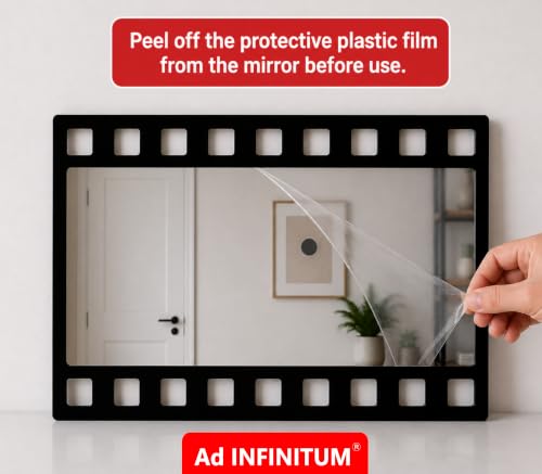 Image of AD INFINITUM Multilayer Wooden Wall Art With Mirror Hanging Decor for Contemporary Home, Bedroom, Living Room, Office etc., (Film Negative Design 2)