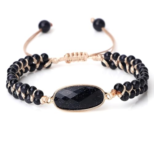 Bracelet en pierres naturelles de cristal bleu foncé 4mm | Élégance artisanale HJZZQH