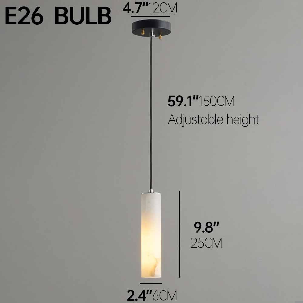 Nowoczesna lampa wisząca z marmuru i alabastru w kolorze czarnym z mosiądzu z regulowanym kablem, oprawka E26, do salonu, sypialni i jadalni.