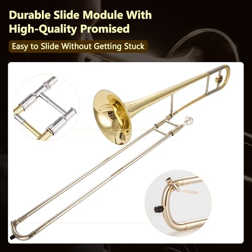 image for Eavnbaek Bb Tenor Slide Trombone for Students Beginners, B Flat Brass 