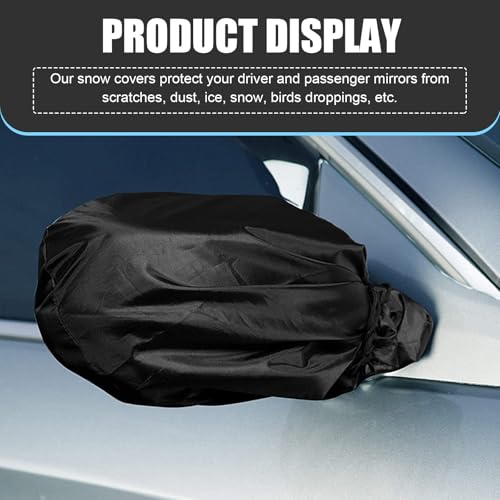 Image of Car Windshield Cover for Ice Rearview Mirror Snow Covers, Car Rearview Mirror Snow Cover , 210 D Silver Coated Oxford Cloth Reflector Frost Snow Cover, Drawstring Closure Quick Installation Accessory