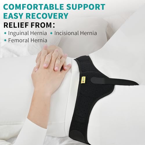 Tenbon Hernia Belt Truss For Men And Women Left Or Right Side Supportive Groin Pain With Removable Compression Pads For Pre Or Post-Surgical, Femoral, Comfortable Adjustable (Black, Xl) - 2
