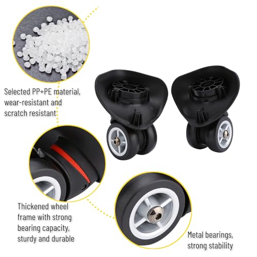 Dilwe Suitcase Wheels 2Pcs, Luggage Wheels Replacement Travel Suitcase Accessory (W042 S)3