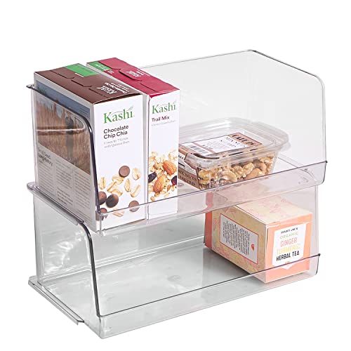 Emeril-Lagasse-Stackable-Plastic-Food-Storage-Organizer-Bin-Basket-with-Open-Front-for-Household-Kitchen-Cabinets-Pantry-Offices-Closets-Bedrooms-Bathrooms-95-Wide-2-Pack-Clear