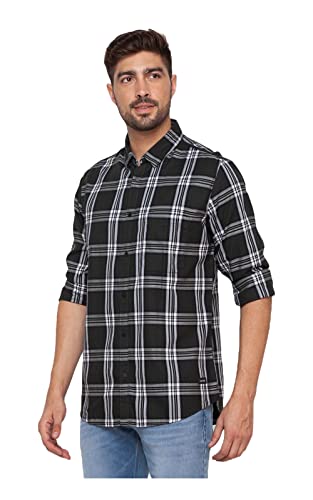 Image of Spykar Men's Slim Fit N /A Full Sleeve Striped Casual Shirts