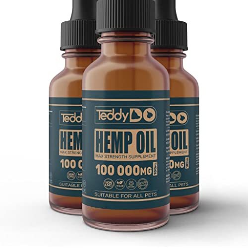 TeddyDo Hemp Oil for Dogs, Cats and Pets-Natural Organic Joint Care Supplement| 100ml | High Strength | For Health Support and Mobility Rich in Omega 3,6,9 | Made and Certified in UK