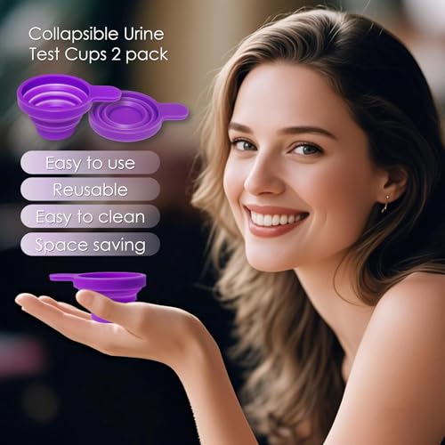 Image of QMARK Collapsible Silicone Pee Cups for Ovulation and Pregnancy Tests, 2 Pack with Travel Case, Reusable