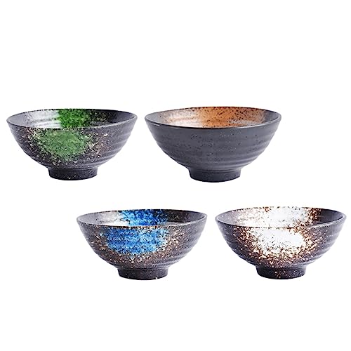 DUDSME Lot de 4 bols à riz en céramique - Bols à soupe - Bols à nouilles - Bols à ramen en porcelaine - Bol à riz en porcelaine - Bol à pâtes - Bol à soupe miso - Bol à ramen en céramique de style